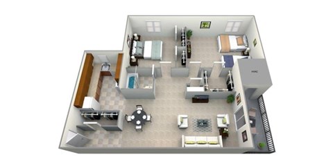 Floor plan for 2 beds, 1 bath, 900 sqft